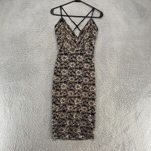 Epiphany Y2K Lace Dress Womens Large Dark Romantic V-Neck Bodycon Crossback